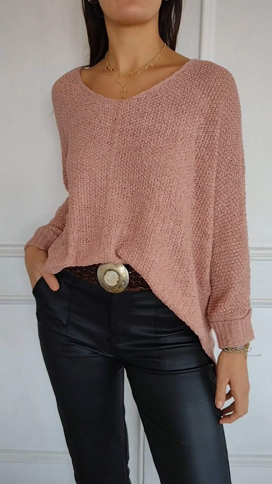 Casual V-neck Knitted Top