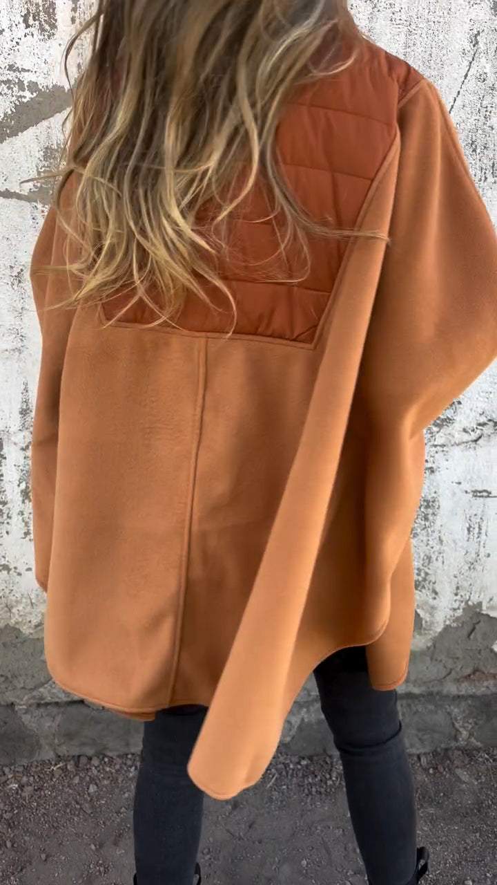 Women's Hooded Long-sleeved Casual Cape Top