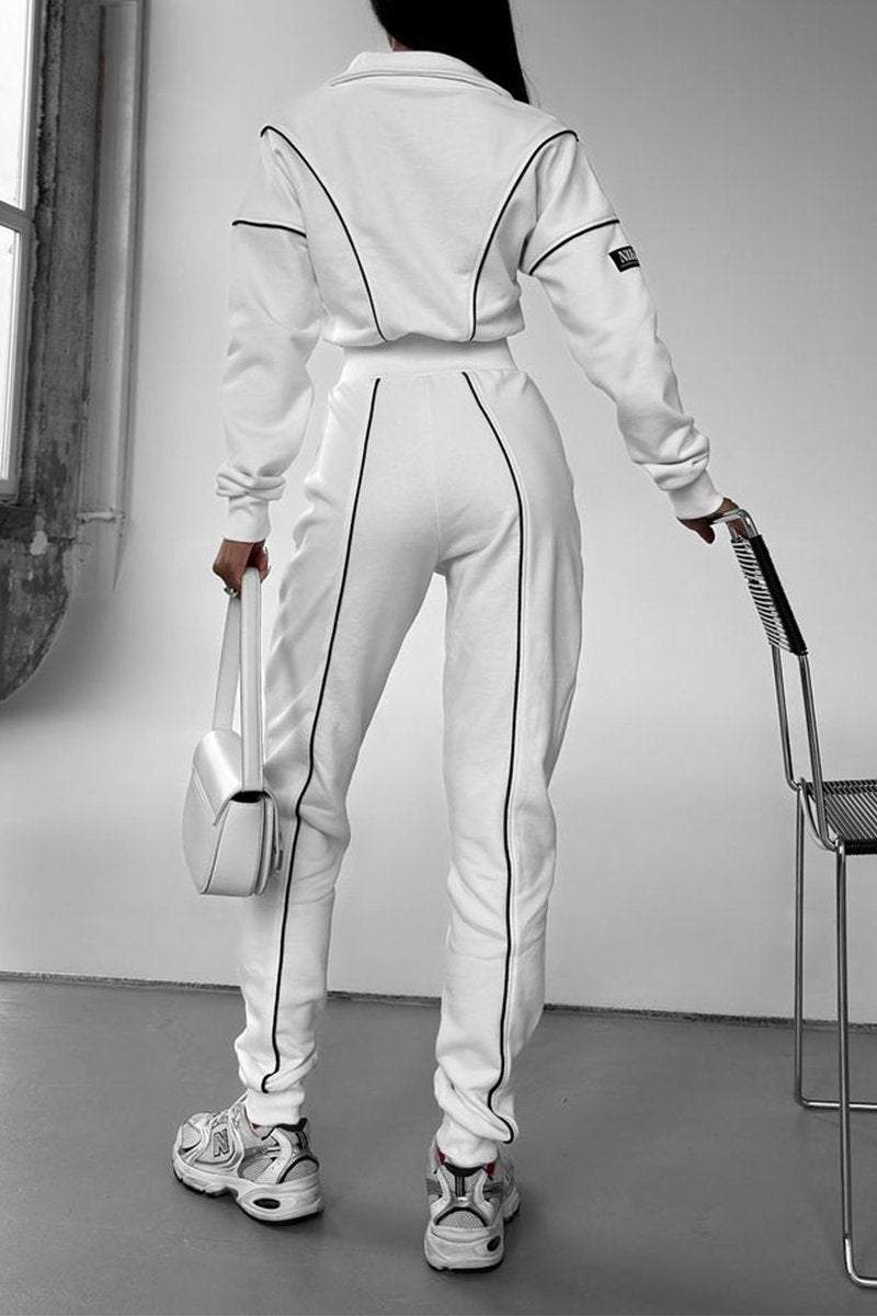 Women's Casual Lapel Half-zip Jumpsuit