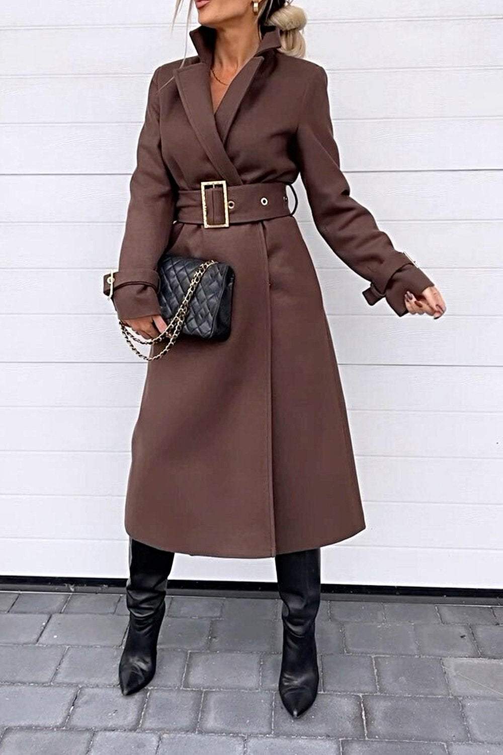 Women's Solid Color Lapel Casual Jacket