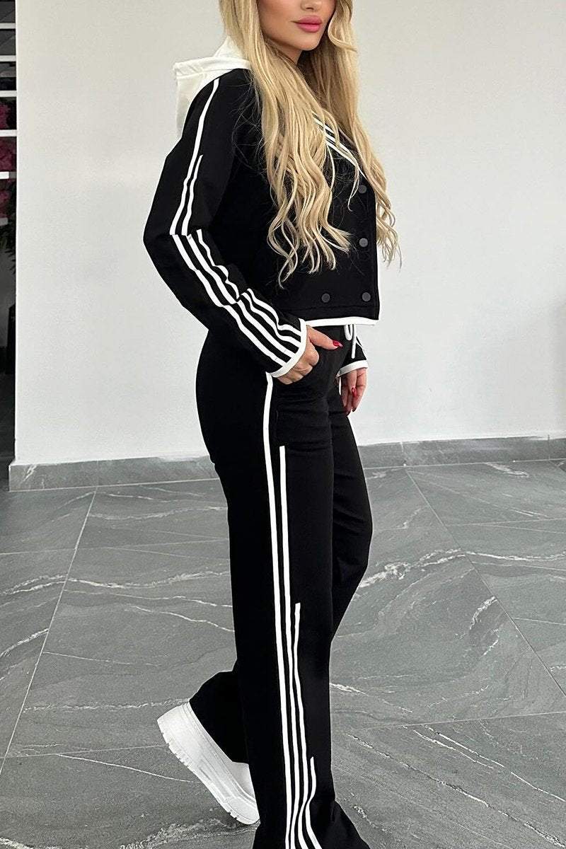 Women's Contrast Web Hooded Pants Suit