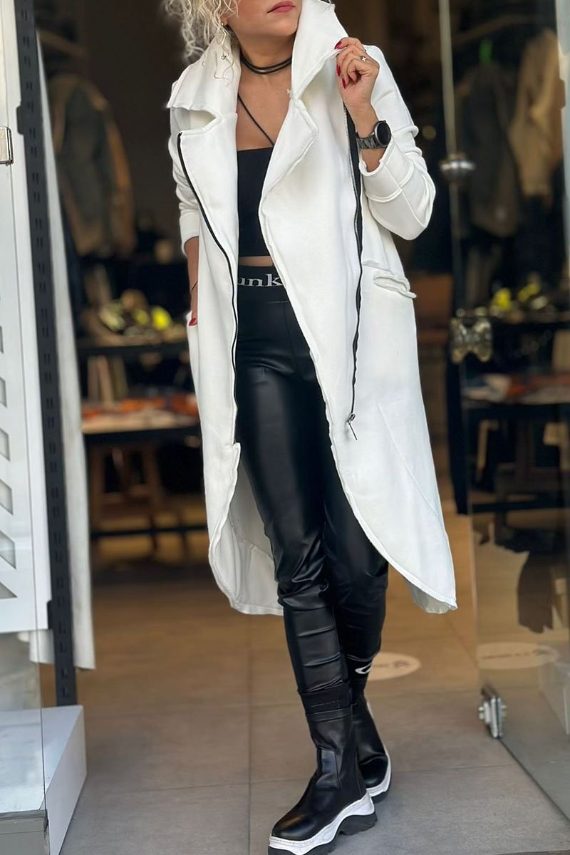 Women's Lapel Long-sleeved Patchwork Trench Coat