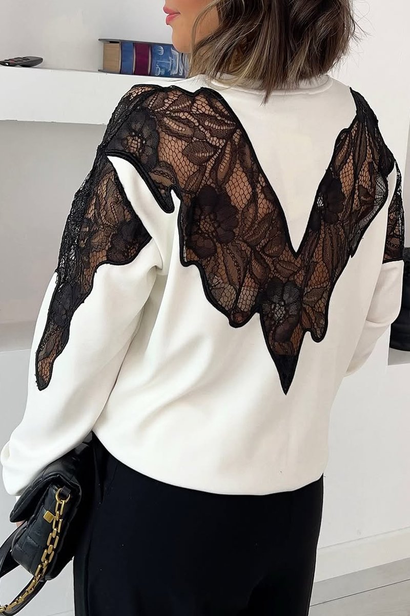 Women's Fashion Lace Decoration Sweatshirt