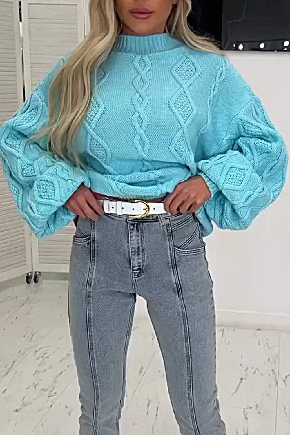 Women's Loose Textured Sweater Tops for Seniors