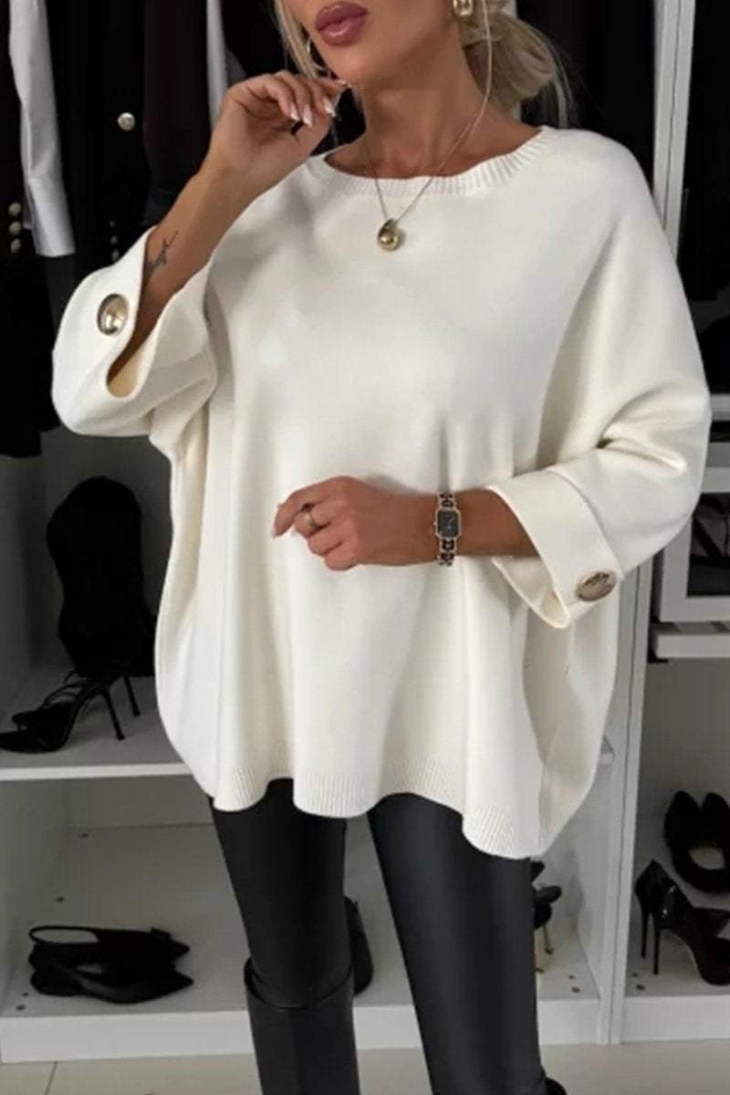 Women's Round Neck Mid-sleeve Knitted Casual Top