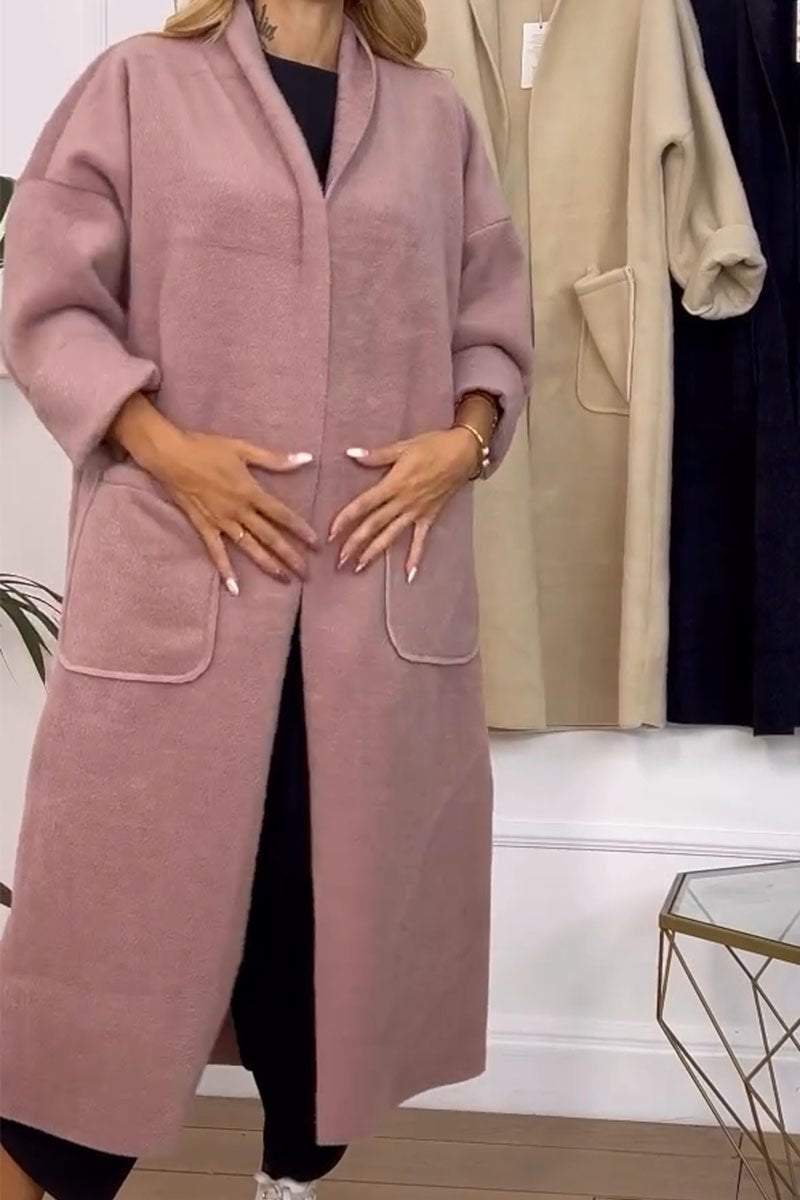 Ladies Casual Solid Color Long Coat