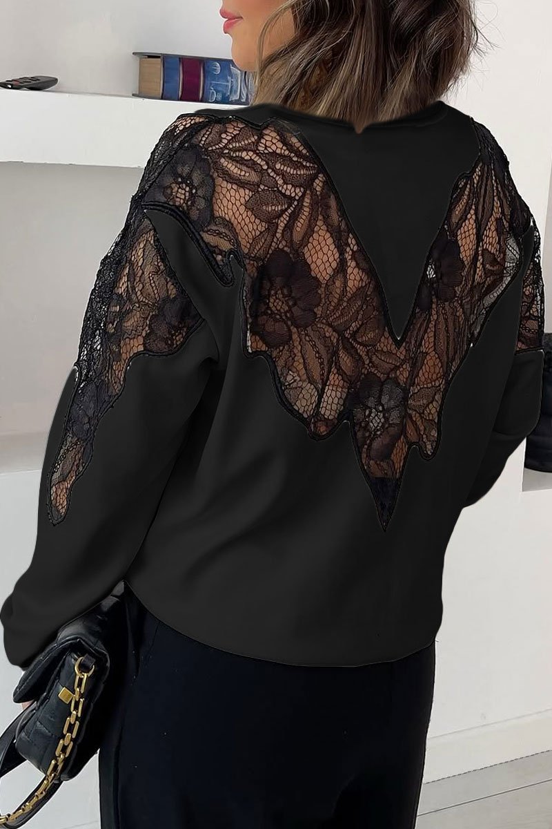 Women's Fashion Lace Decoration Sweatshirt