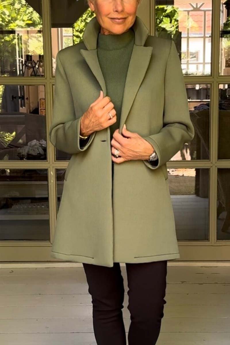 Women's casual solid color lapel woolen jacket