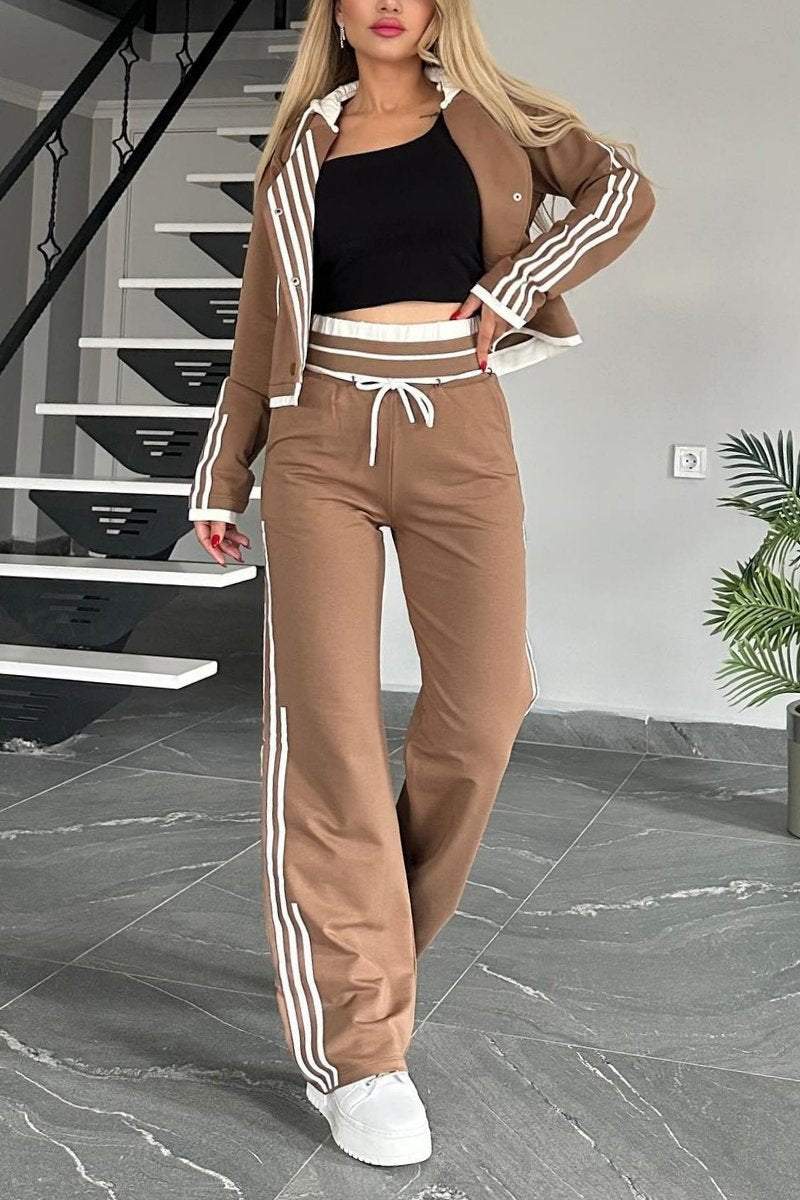 Women's Contrast Web Hooded Pants Suit