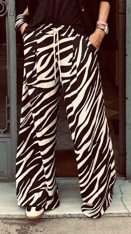 Women's Zebra Print Casual Trousers