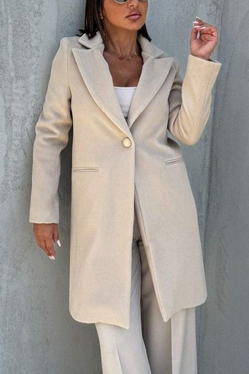 Women's Casual Lapel Solid Color Coat