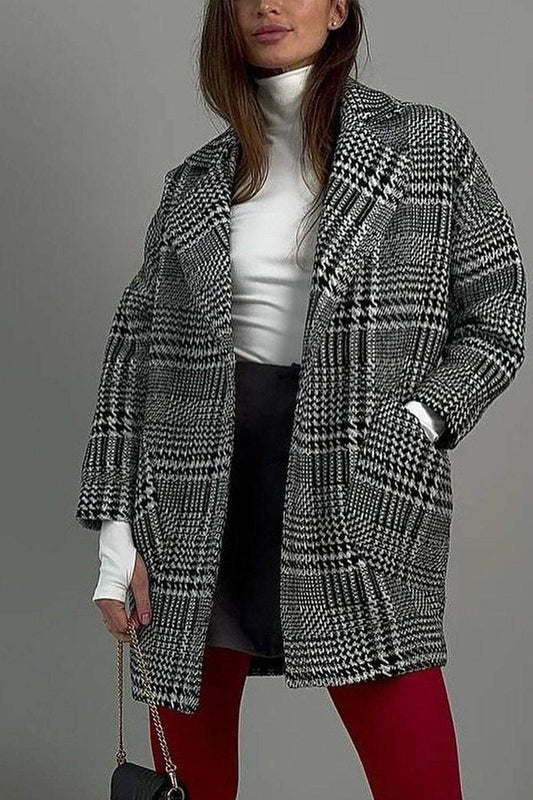 Women's Plaid Pattern Loose Casual Jacket