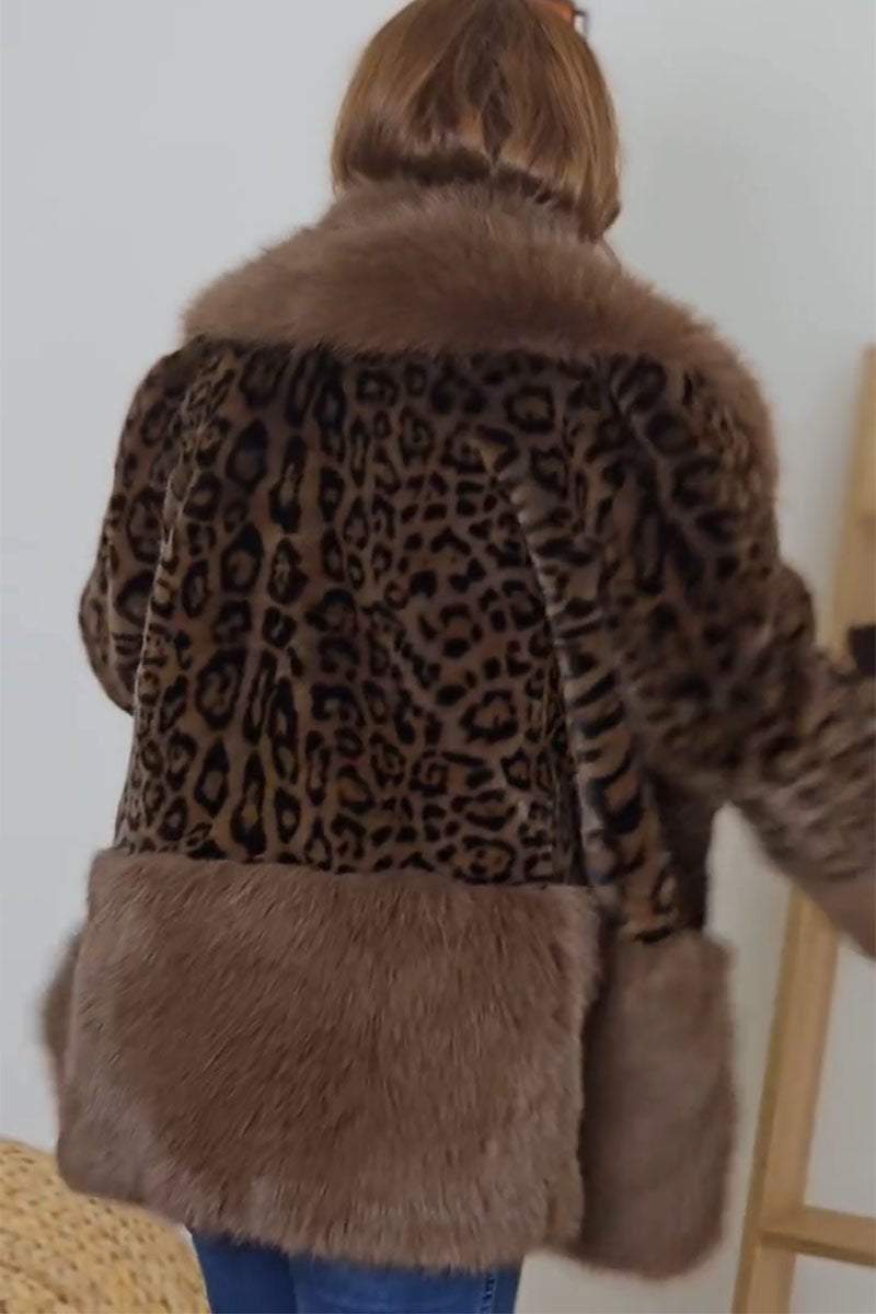 Women's Casual Leopard Plush Coat