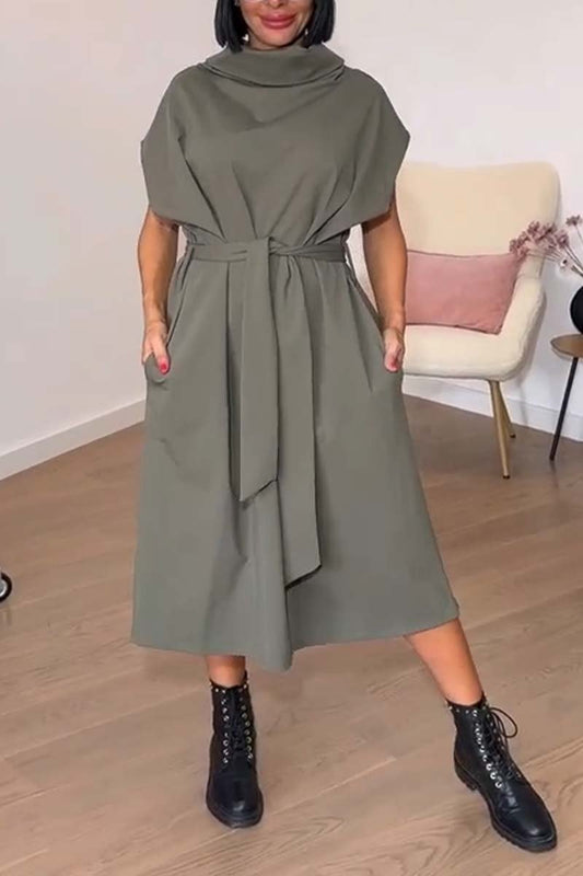 Women's Casual Lace Up Midi Dress