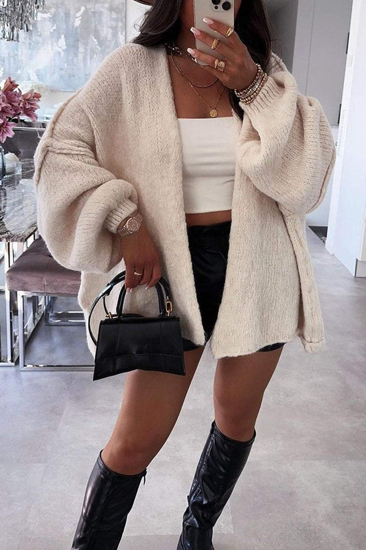 Women's Solid Color Knitted Sweater Coat