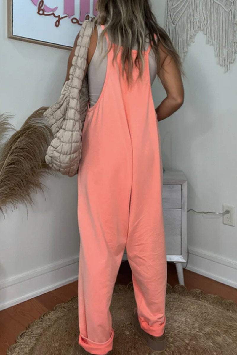 Women's Spring and Fall Solid Color Loose Jumpsuit