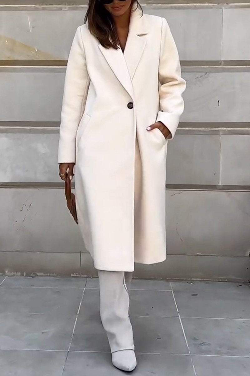 Women's Casual Lapel Solid Color Mid-length Coat