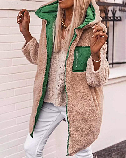 Women's Fashionable Thickened Fur Patchwork Jacket