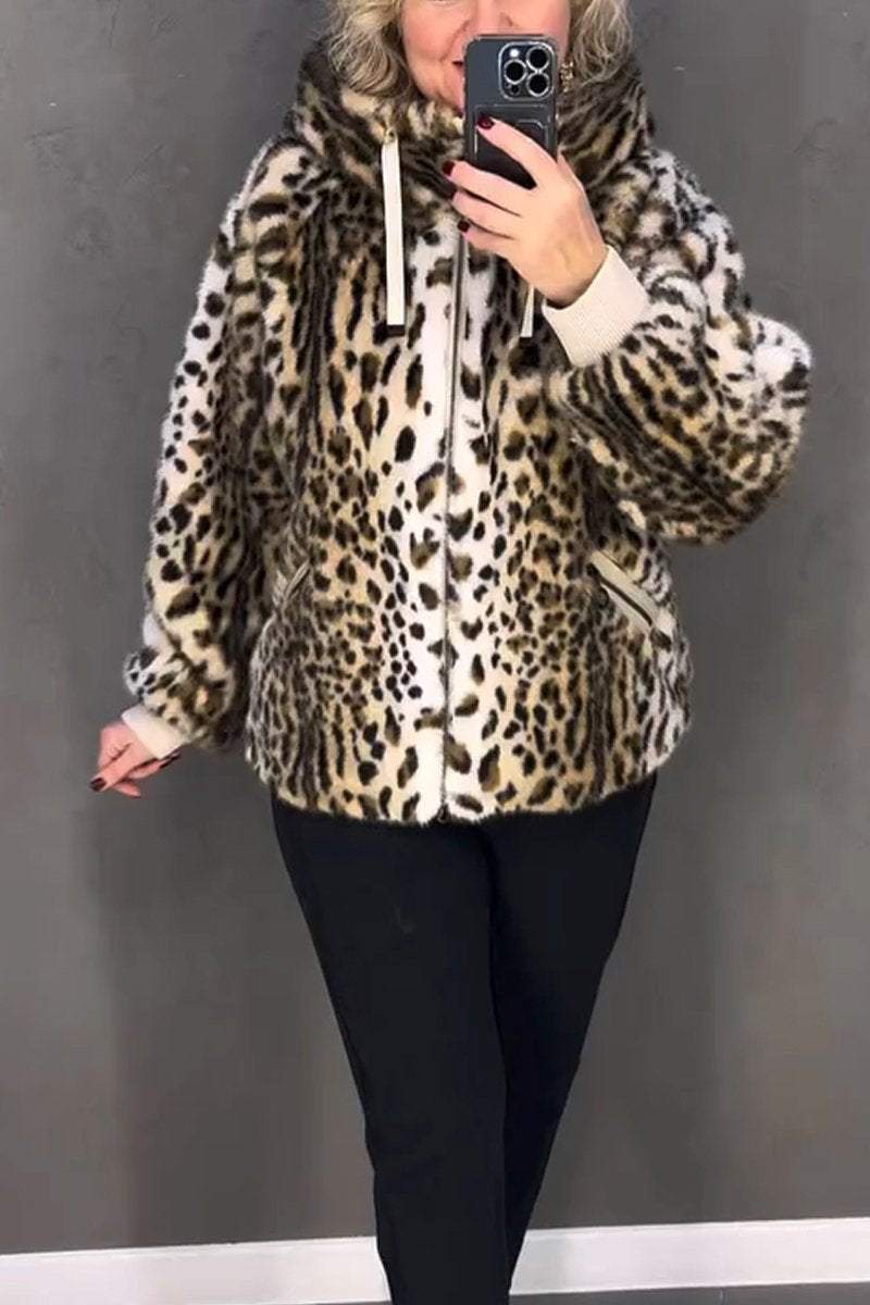 Women's Hooded Leopard Fur Coat