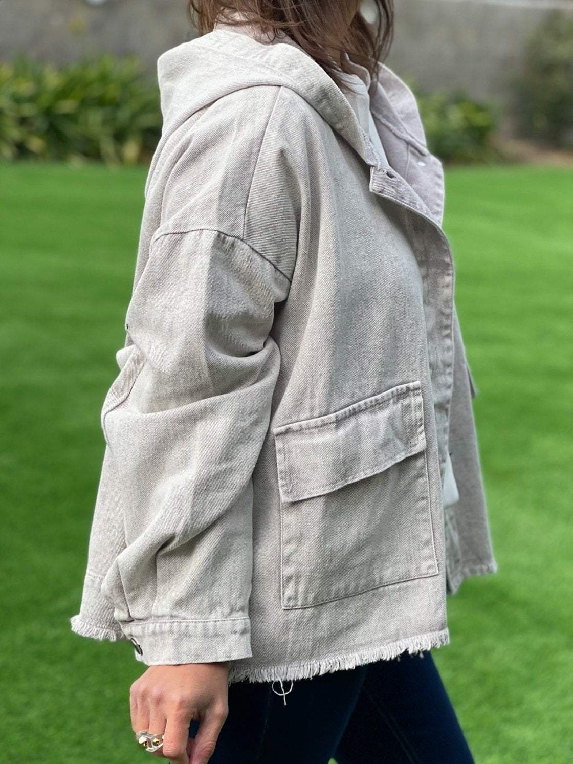 Women's Washed Denim Hooded Jacket