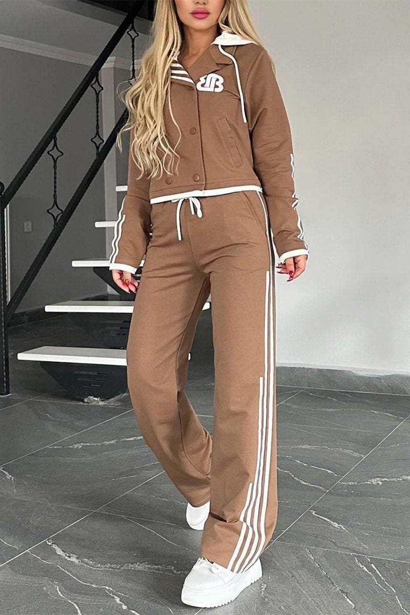 Women's Contrast Web Hooded Pants Suit