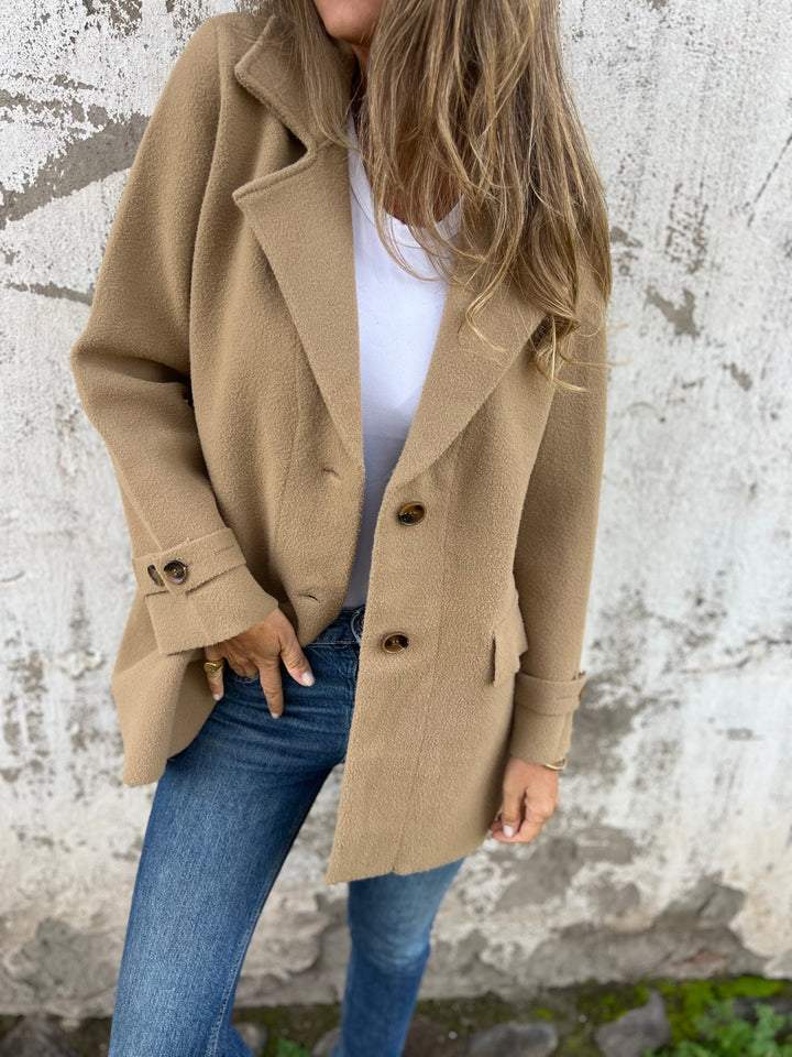 Women's Lapel Woolen Long Sleeve Coat