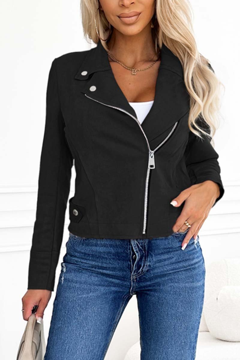 Women's Fashion Zipper Lapel Jacket