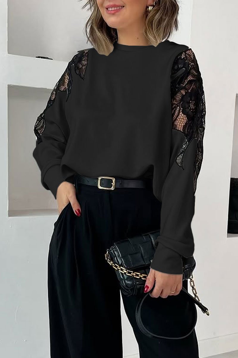 Women's Fashion Lace Decoration Sweatshirt