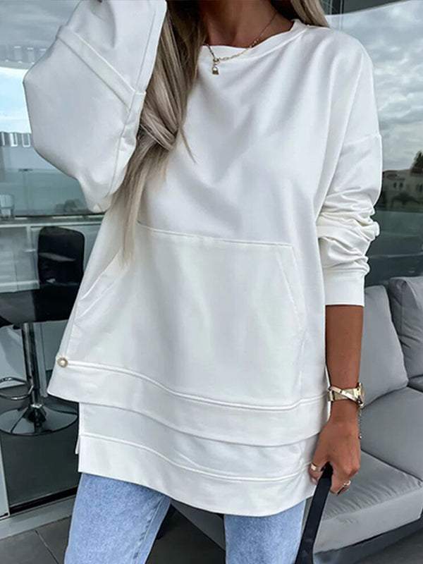 Women's Round Neck Long Sleeve Casual Sweatshirt