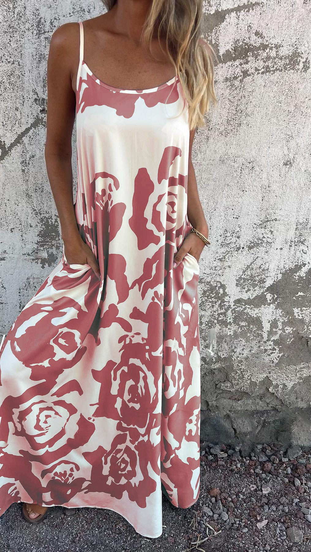 Rose Print Slip Dress