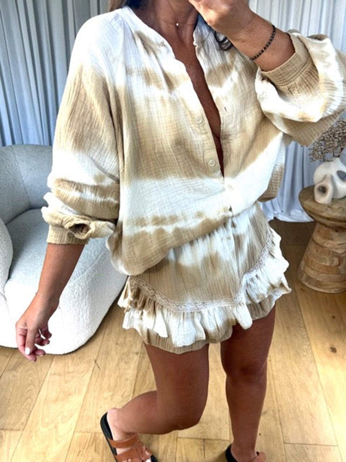 Women's Casual Tie Dye Printed Shorts Set