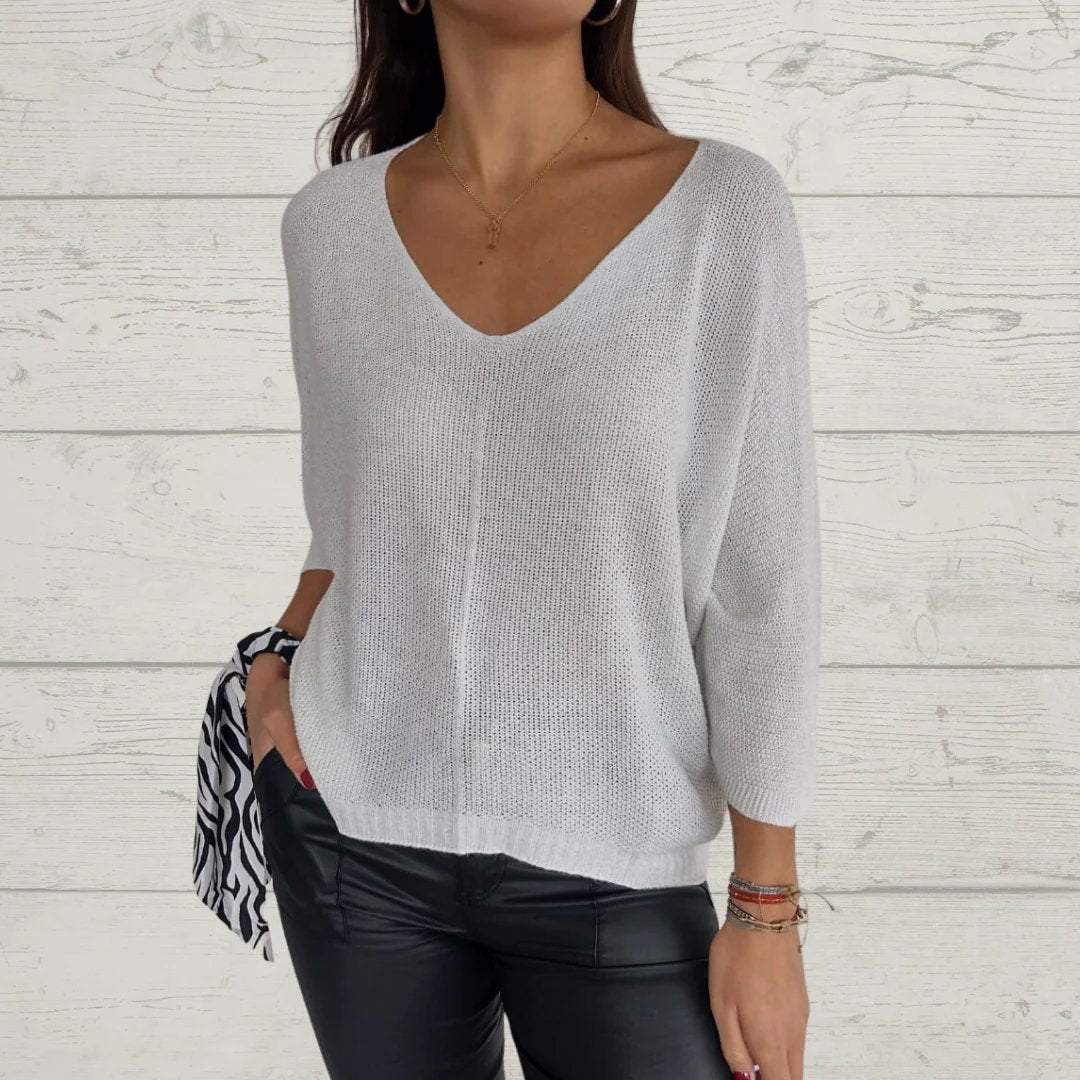 Women's V-neck Long-sleeved Casual Top