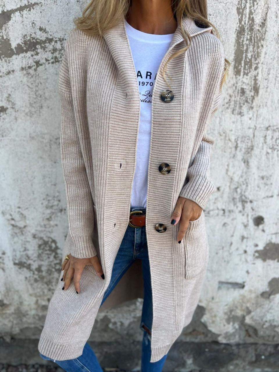 Hooded Knitted Long Cardigan Jacket