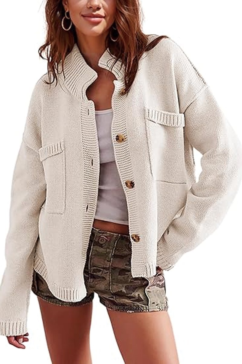 Women's solid color knitted cardigan