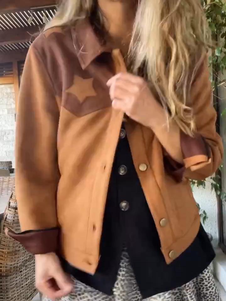 Women's Star Contrast Leather Jacket