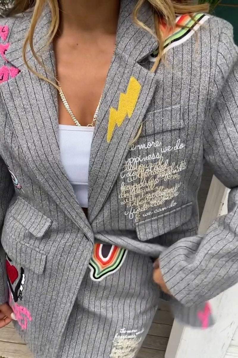 Women's Elegant Graffiti Print Blazers