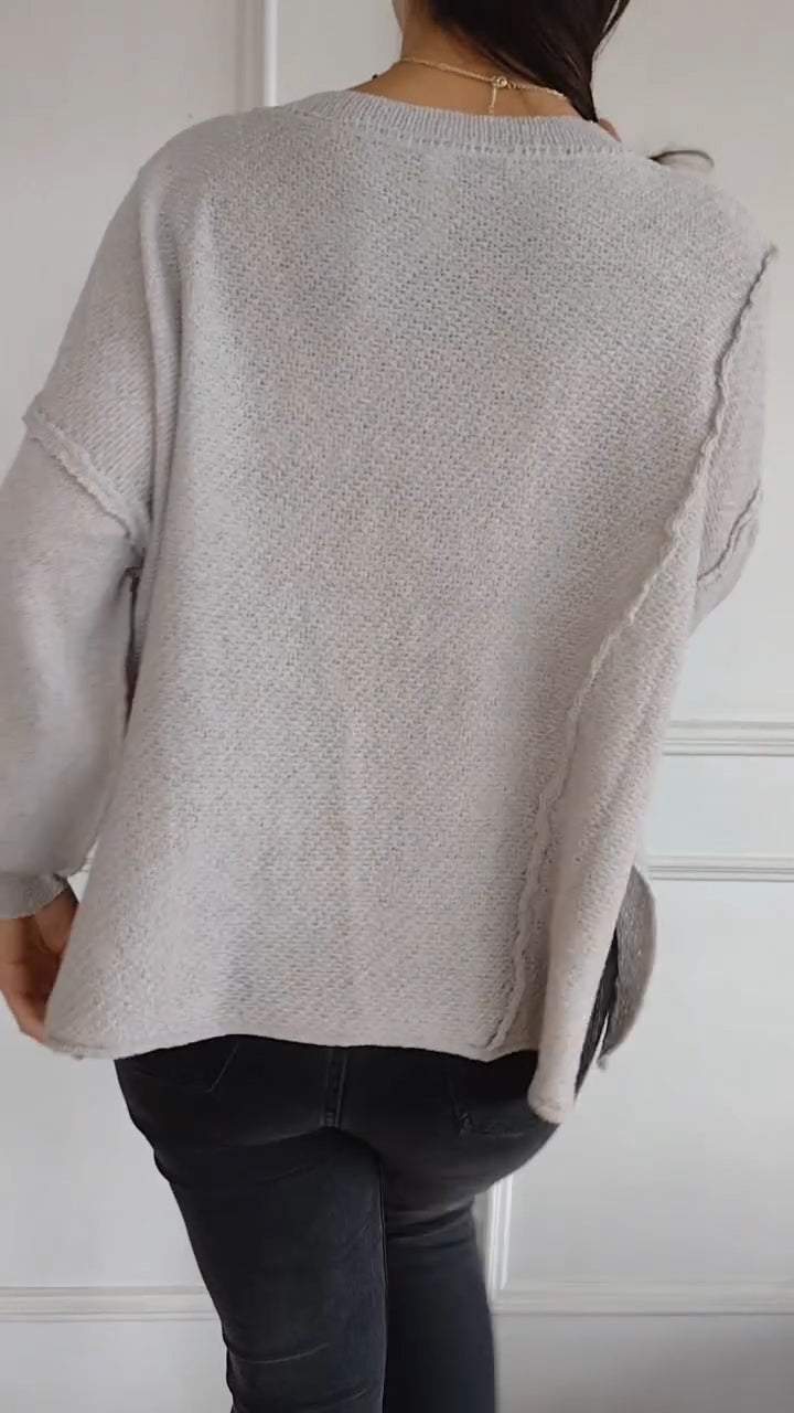 Women's V-neck Long-sleeved Slit Casual Top