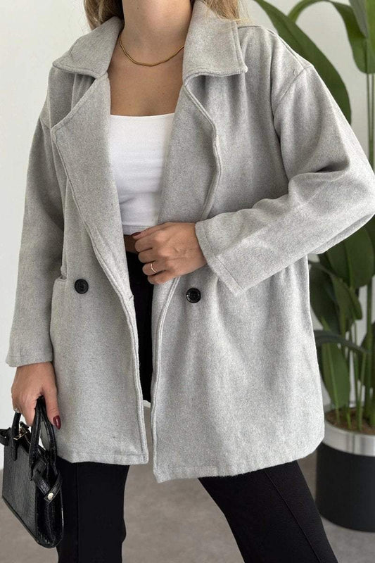 Women's Elegant Solid Color Pocket Coat