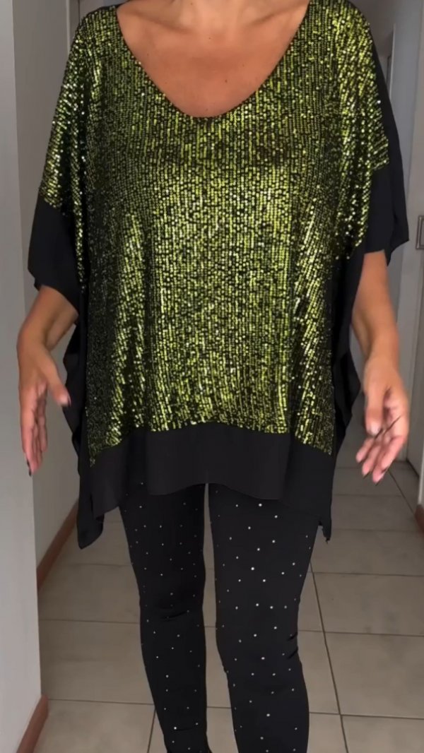 Sequin paneled casual top