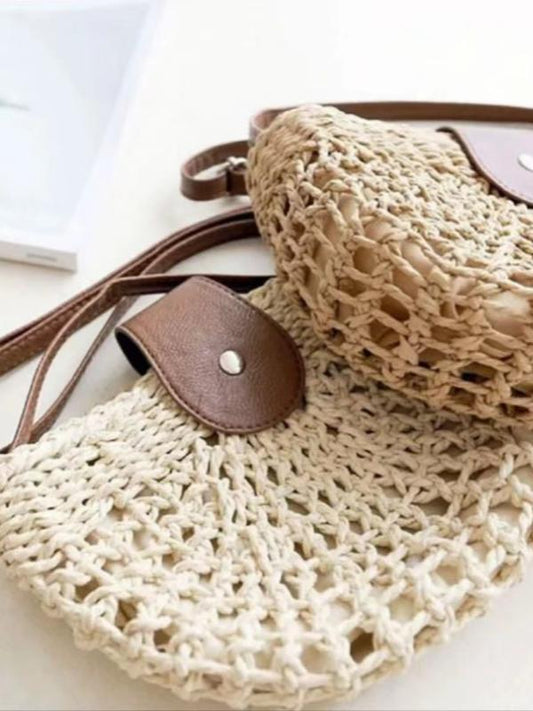 Women's woven shoulder crossbody bag retro woven bag