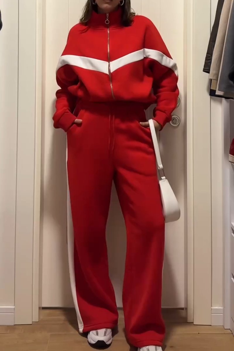 Women's Sports Contrast Pants Suit