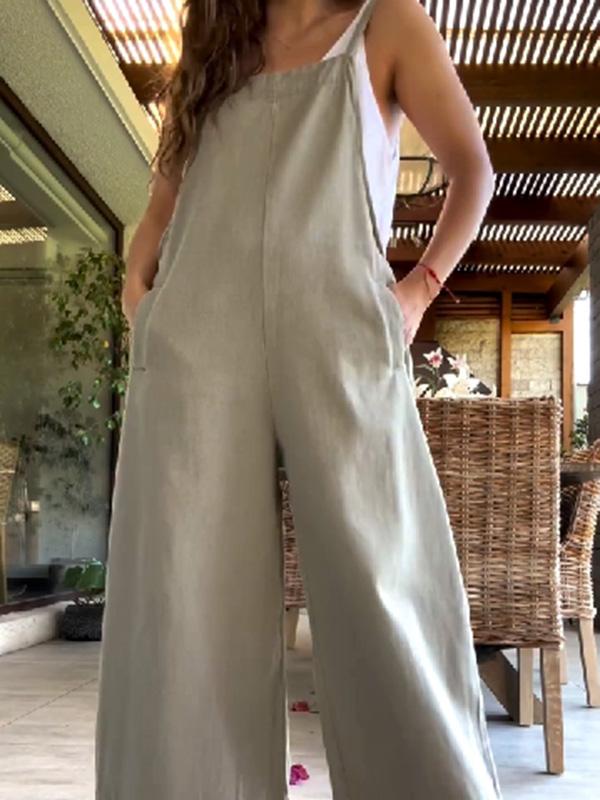 Women's casual cotton and linen jumpsuits