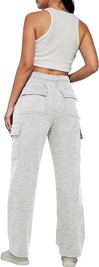 Womens Cargo Sweatpants Casual Baggy Fleece High Waisted Joggers Pants