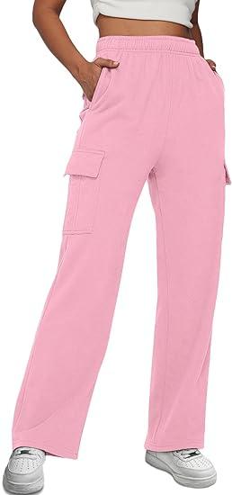 Womens Cargo Sweatpants Casual Baggy Fleece High Waisted Joggers Pants