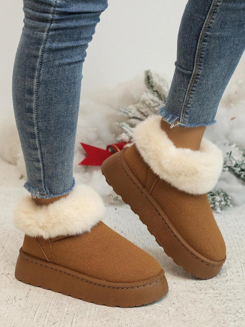 Women's thick-soled cuffed velvet snow boots