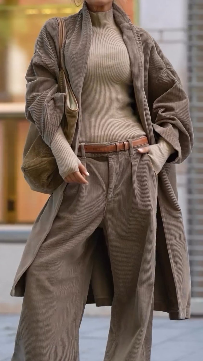 Women's Casual Solid Color Corduroy Long Jacket