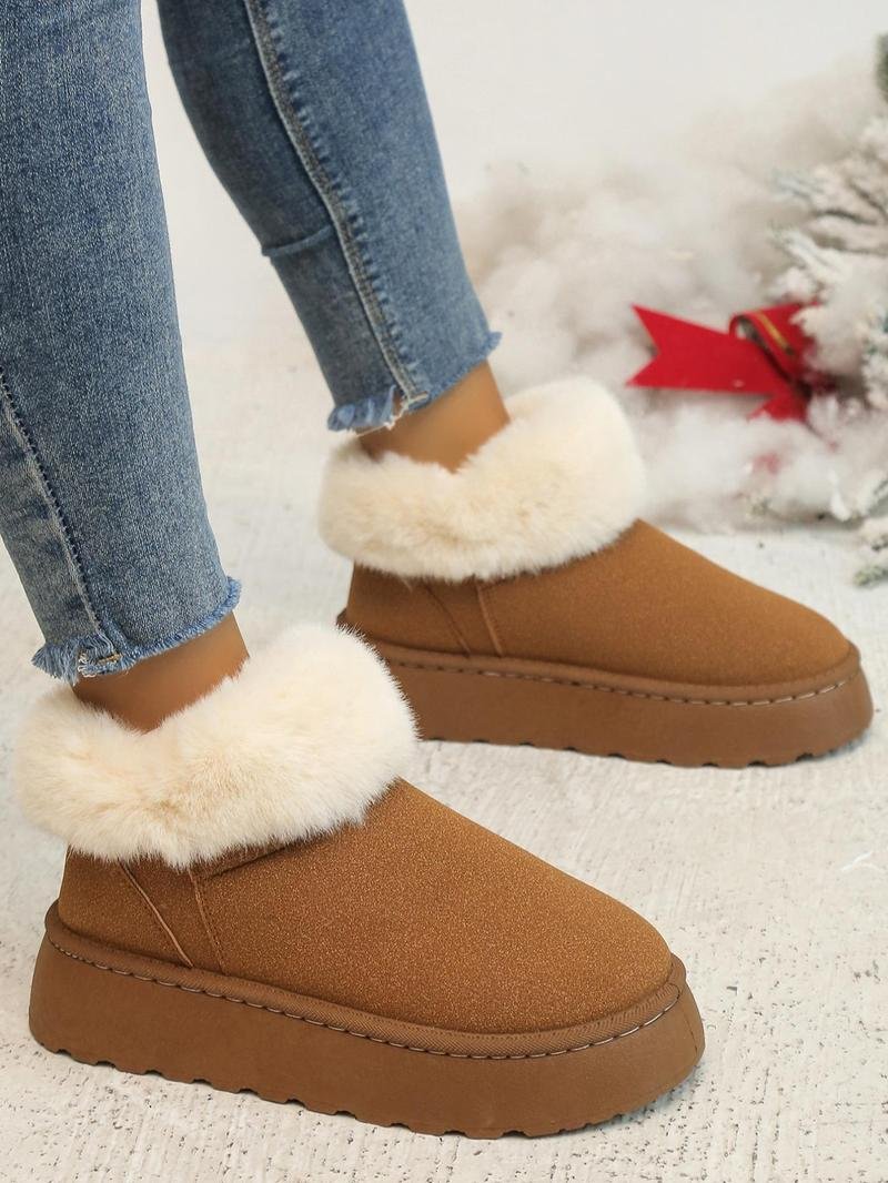 Women's thick-soled cuffed velvet snow boots