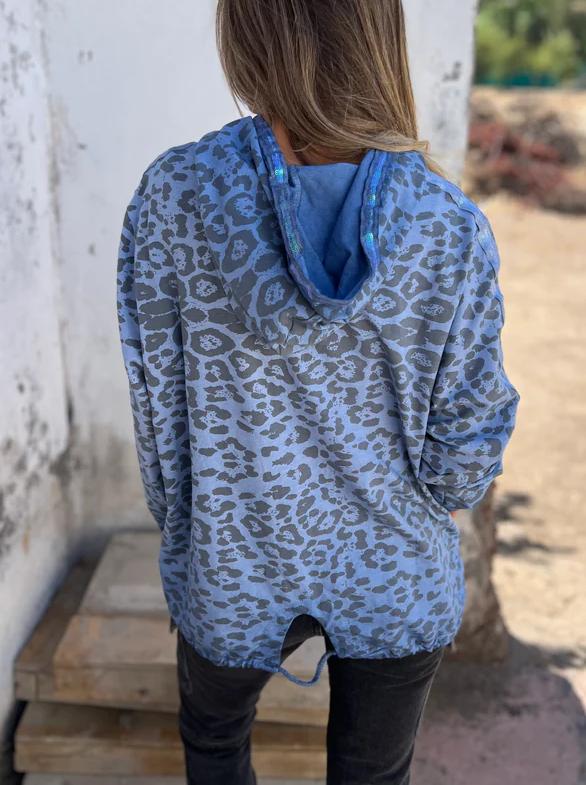 Casual Leopard Printed Hooded Sweatshirt