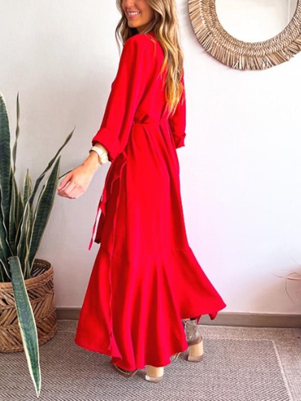 Women's Casual Wrap Strappy Long Dress