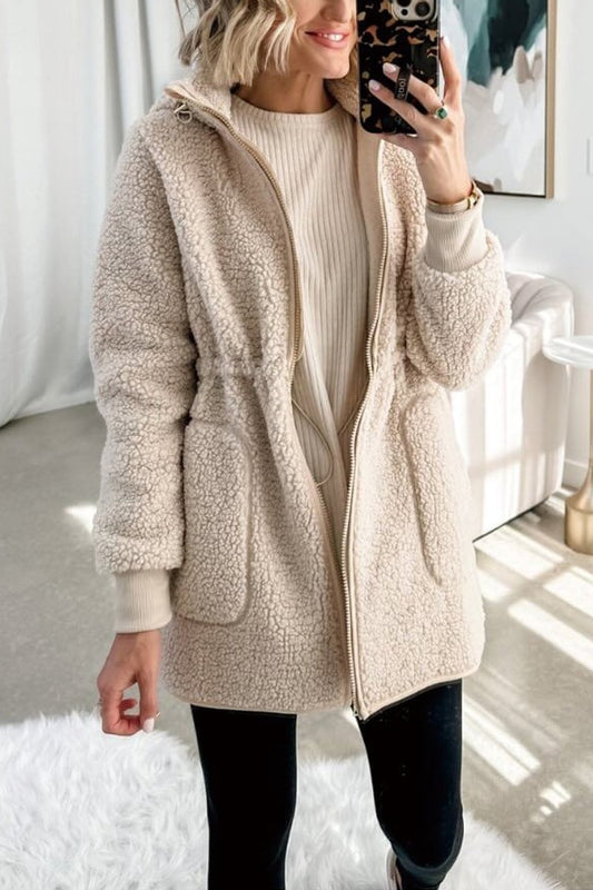 Women's solid color lamb wool coat